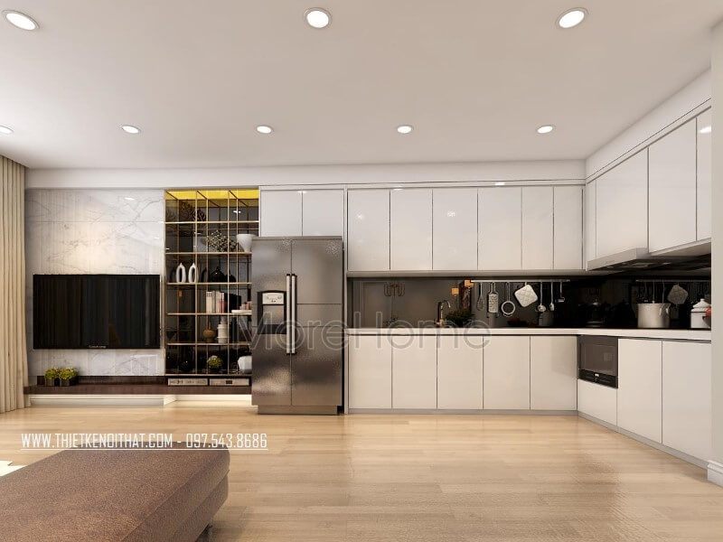 Mẫu thiết kế phòng bếp chung cư hiện đại và tiện nghi