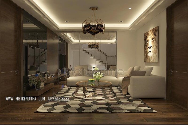 Lựa chọn gương ốp tường cho phòng khách giúp diện tích phòng trở nên rộng thoáng hơn