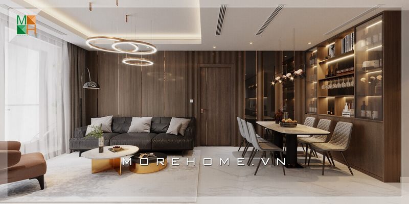 Mẫu thiết kế tủ rượu bằng gỗ óc chó cao cấp kết hợp kính cao cấp, mang đến vẻ sang trọng cho không gian ngôi nhà