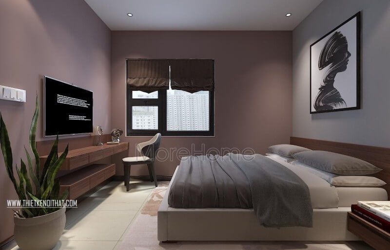 Phòng ngủ của căn hộ chung cư được trang bị nội thất gỗ MDF của An Cường, đẹp, tiện lợi và đa dụng.